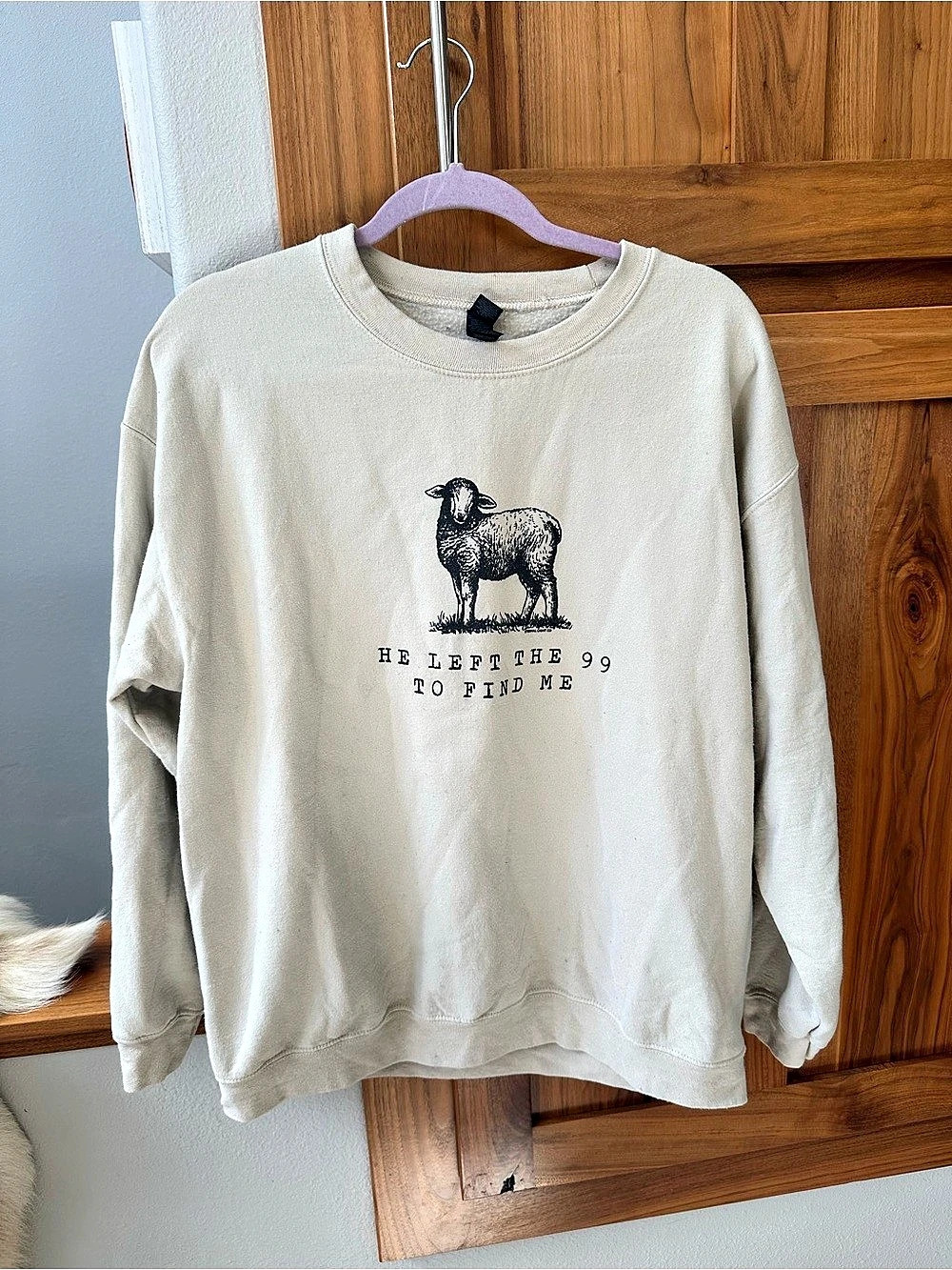 Womens Christian Sweatshirt Beige Large